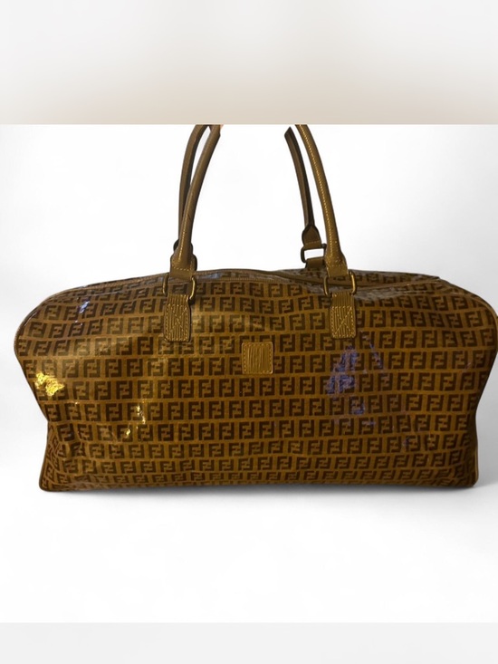 Fendi Handbags - Fendi Monogram Coated Canvas Satchel in Brown and Tan
